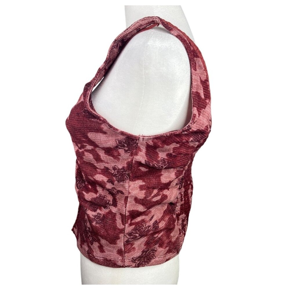 Free People Remie Tank Top Cropped Slim Floral Printed Smocked Boho Large - Picture 15 of 16